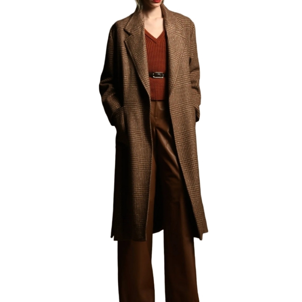 Michael Kors Brown Plaid Wool Blend Walking Trench Coat Plus Size XXL NEW
